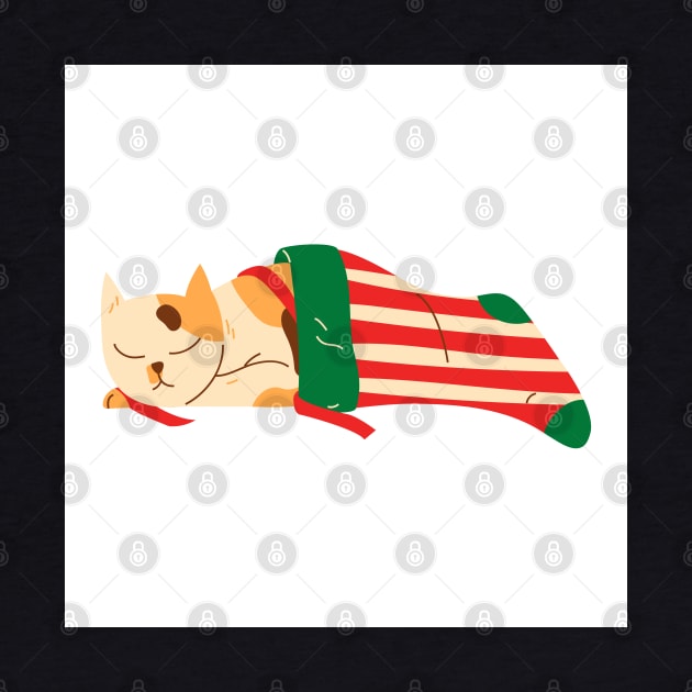 Cat Sleeping in Christmas Stocking by Art by Ergate